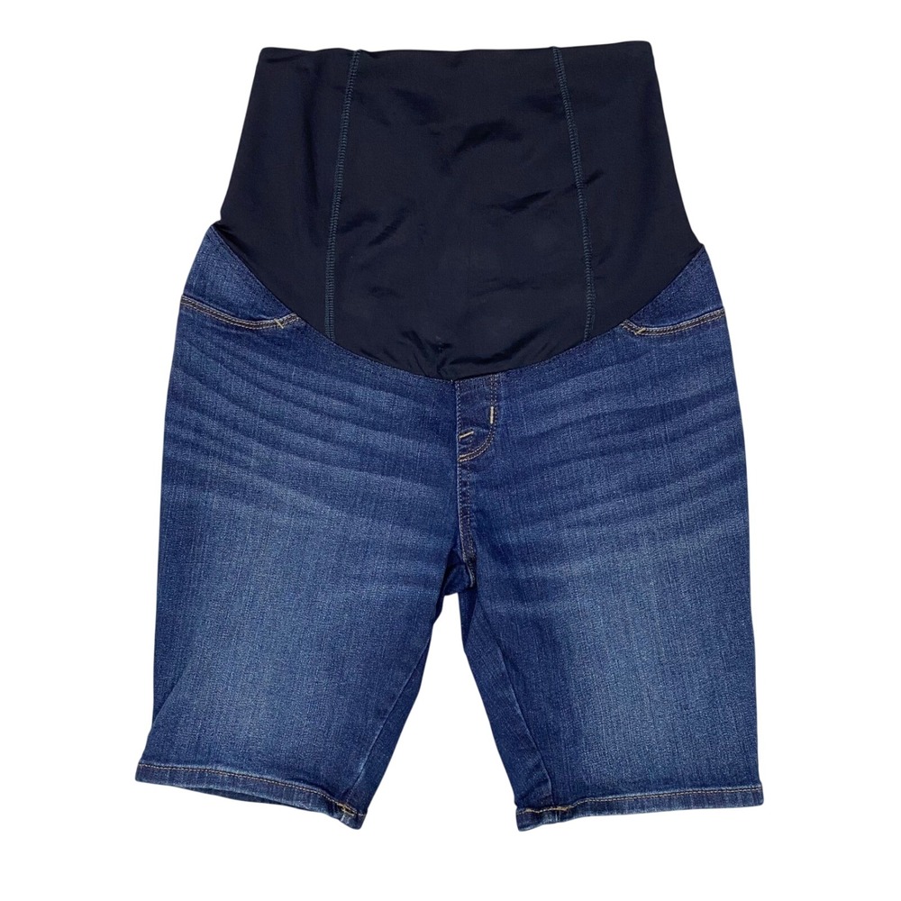 Isabel Maternity Bermuda Shorts Women 2/26 Blue NWT Crossover Panel Denim 9"‎